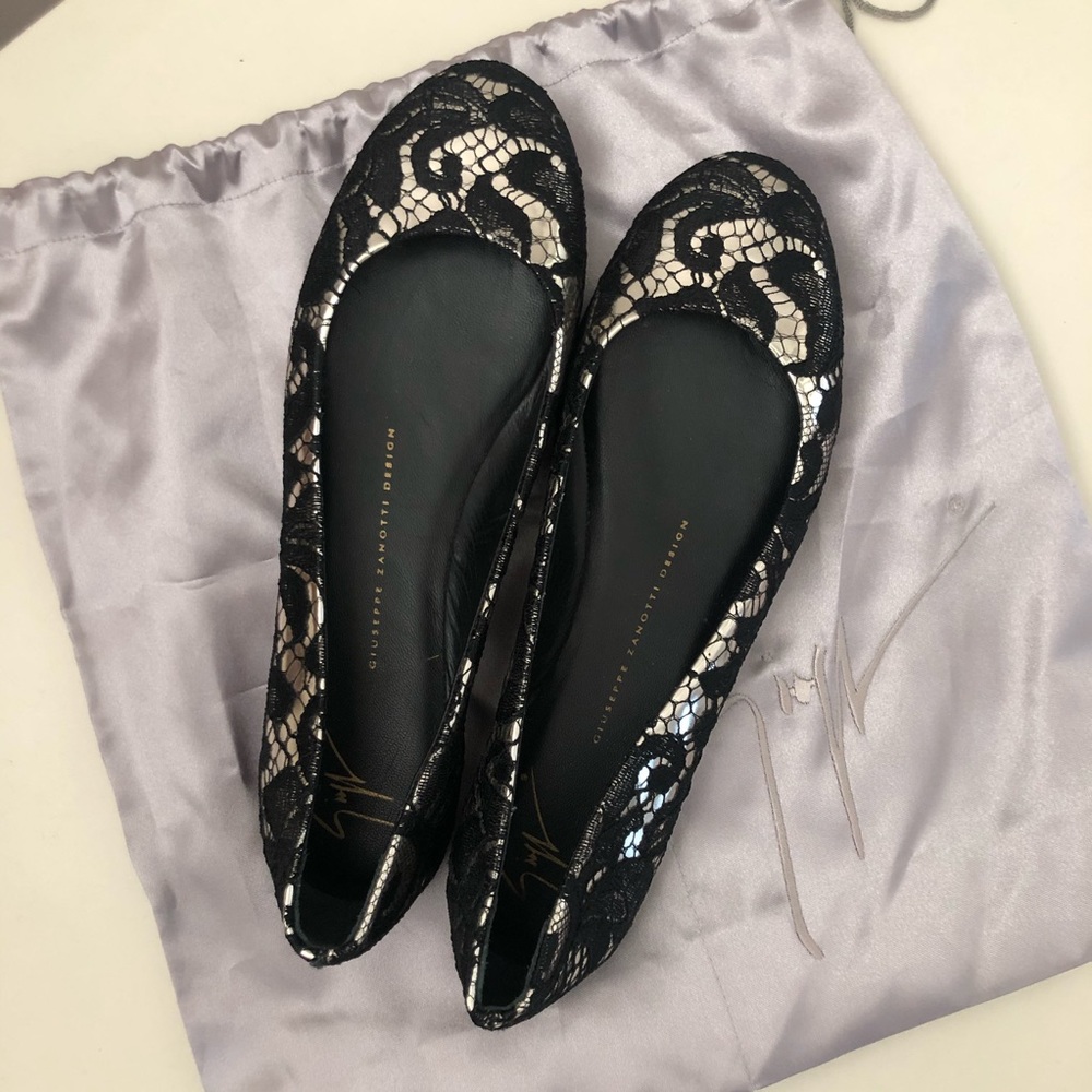 Giuseppe Zanotti Metallic Lace Flats